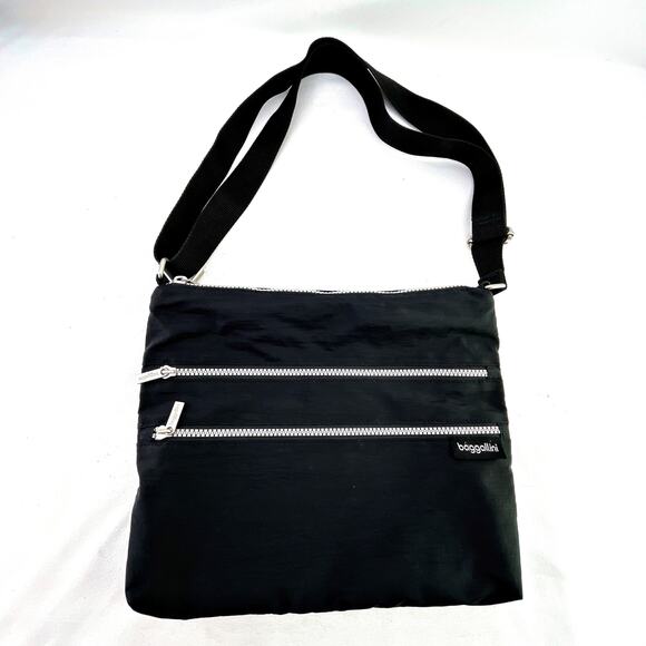 Baggallini Black Adjustable Shoulder Crossbody Multi Compartment Bag 10x12 - Picture 1 of 5